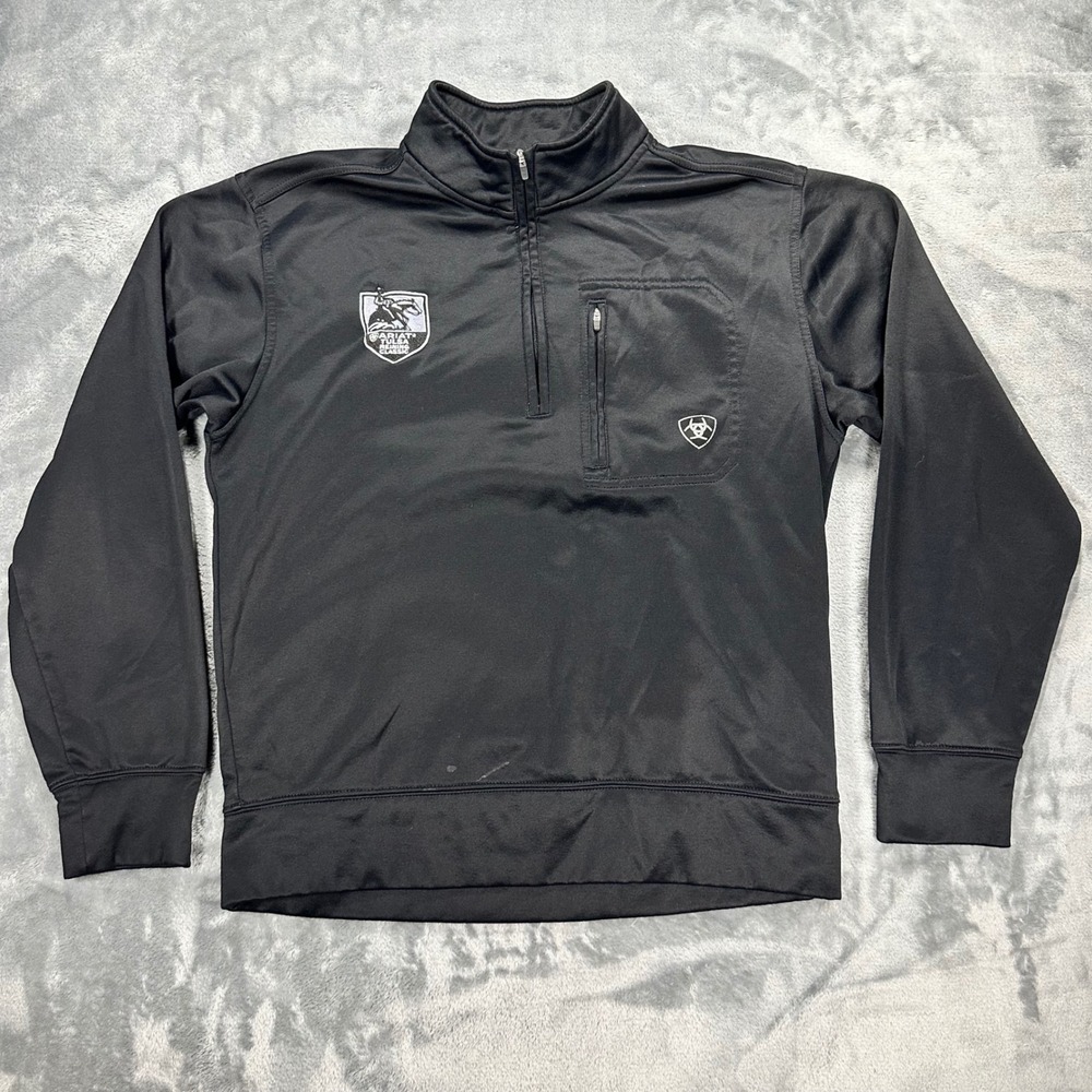 Ariat Mens Black Quarter Zip Pullover Tulsa Reining Classic Fleece 10009068 S